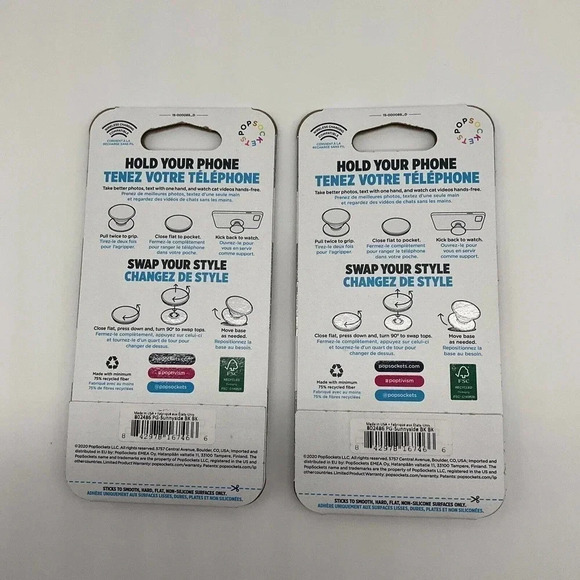 Set of 2 Sunflower Popsocket Yellow Black Phone Grip Holder Popgrip Holiday Gift - Picture 5 of 5